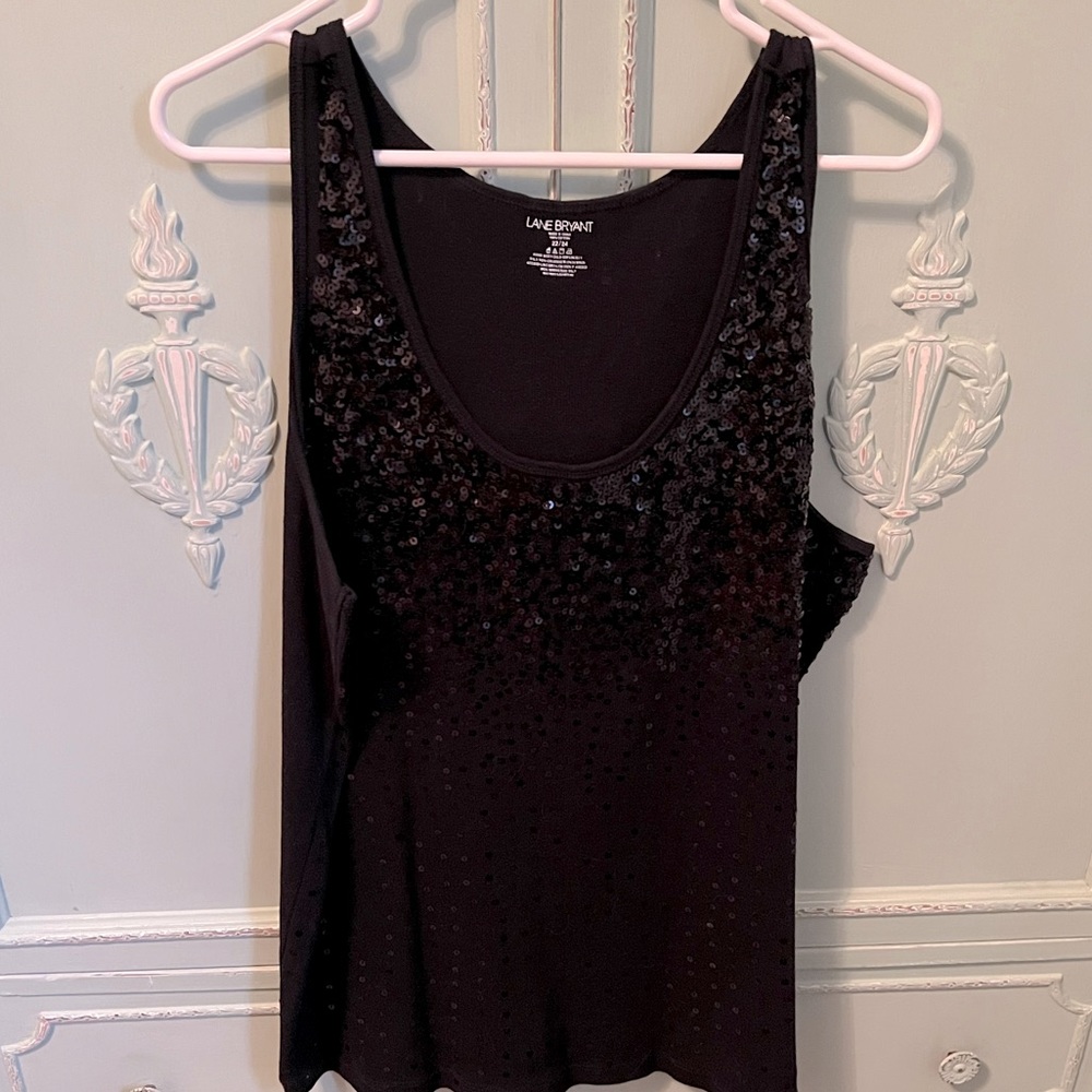 Plus Size Lane Bryant Black Sequin Ribbed Tank Top Size 22/24